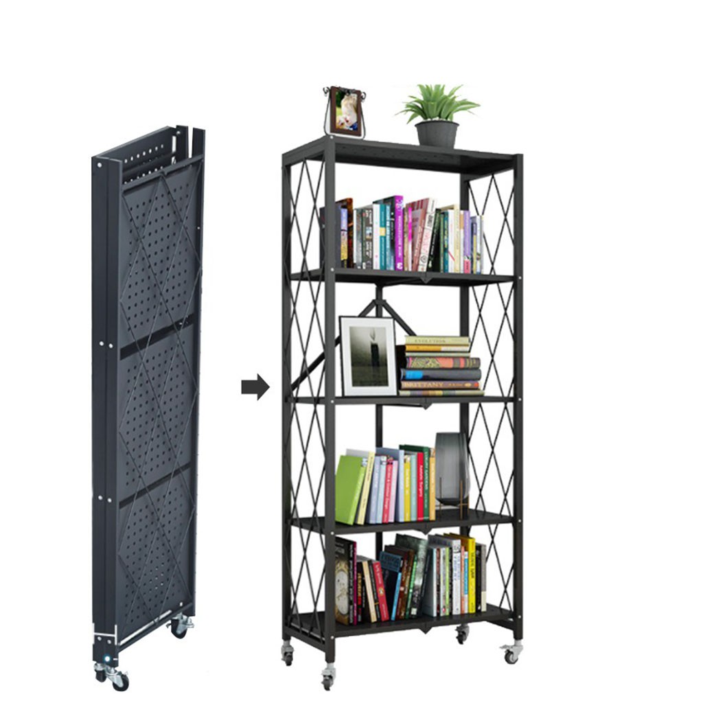 Kệ nhà bếp 4 tầng HOÀNG BÁCH GIÁ SIÊU TỐT giá sắt để đồ kệ đa năng gấp gọn có bánh xe dễ dàng di chuyển.