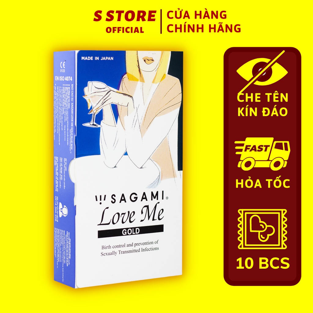 Bao Cao Su Sagami Love Me Gold – BCS Mỏng - Kiểu Truyền Thống - Hộp 10 Chiếc