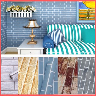 Giấy dán tường giả gạch keo sẵn khổ rộng 45cm, Decal giấy dán tường viên gạch 3D - Lala Mart