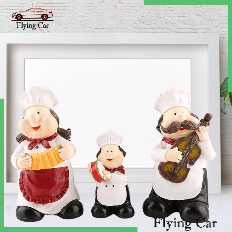 [Lzdjfmy2] 3 Bức Tượng Đầu Bếp Bằng Nhựa Resin Trang Trí Phòng Ăn / Cửa Hàng / Phòng Ăn