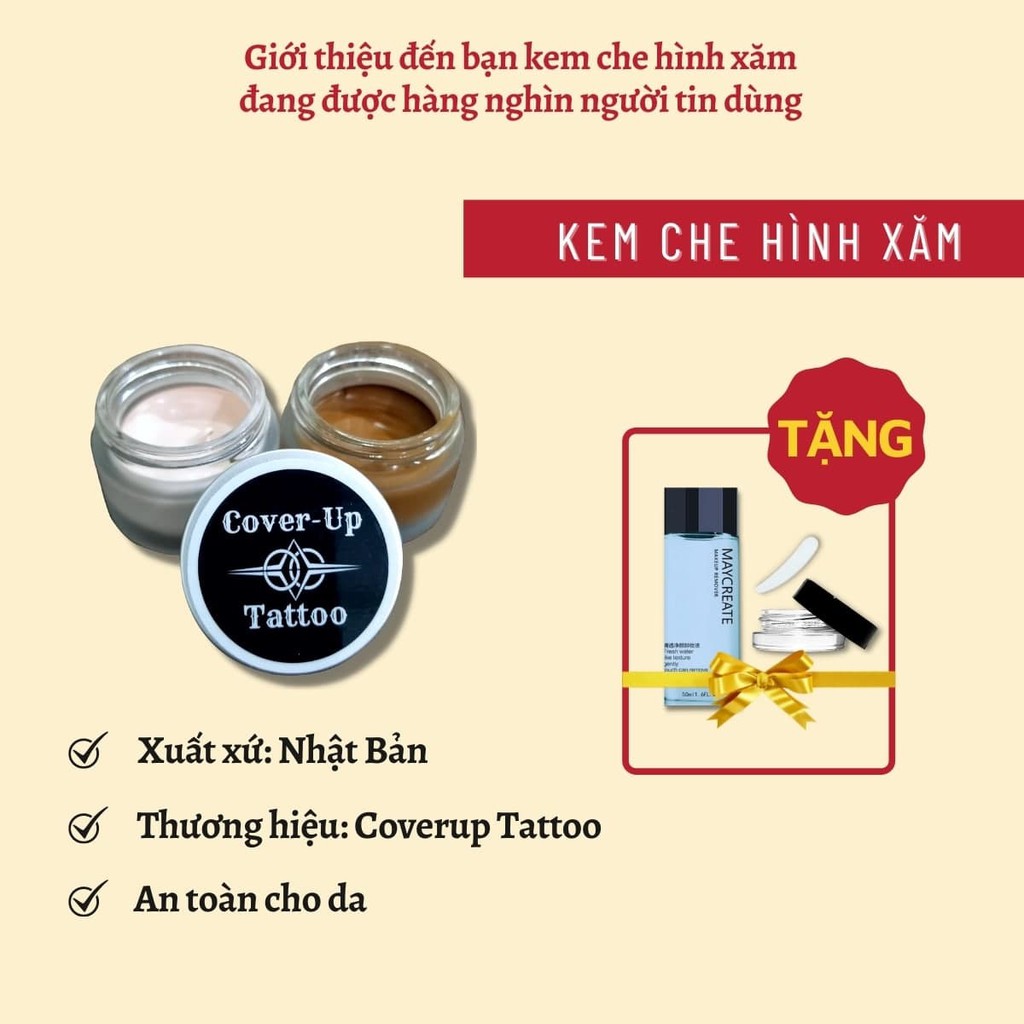 Kem che xăm che khuyết điểm tạm thời Tattoo chính hãng chống nước hiệu quả, che hoàn toàn hình xăm đậm màu