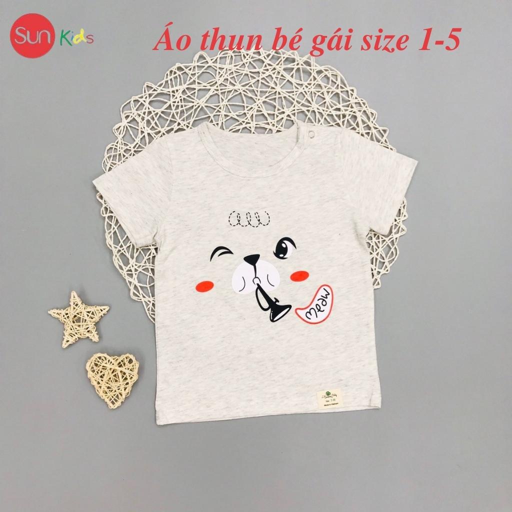 Áo thun cho bé gái, áo phông bé gái chất cotton mềm mát, size 1 - 5 tuổi - SUNKIDS