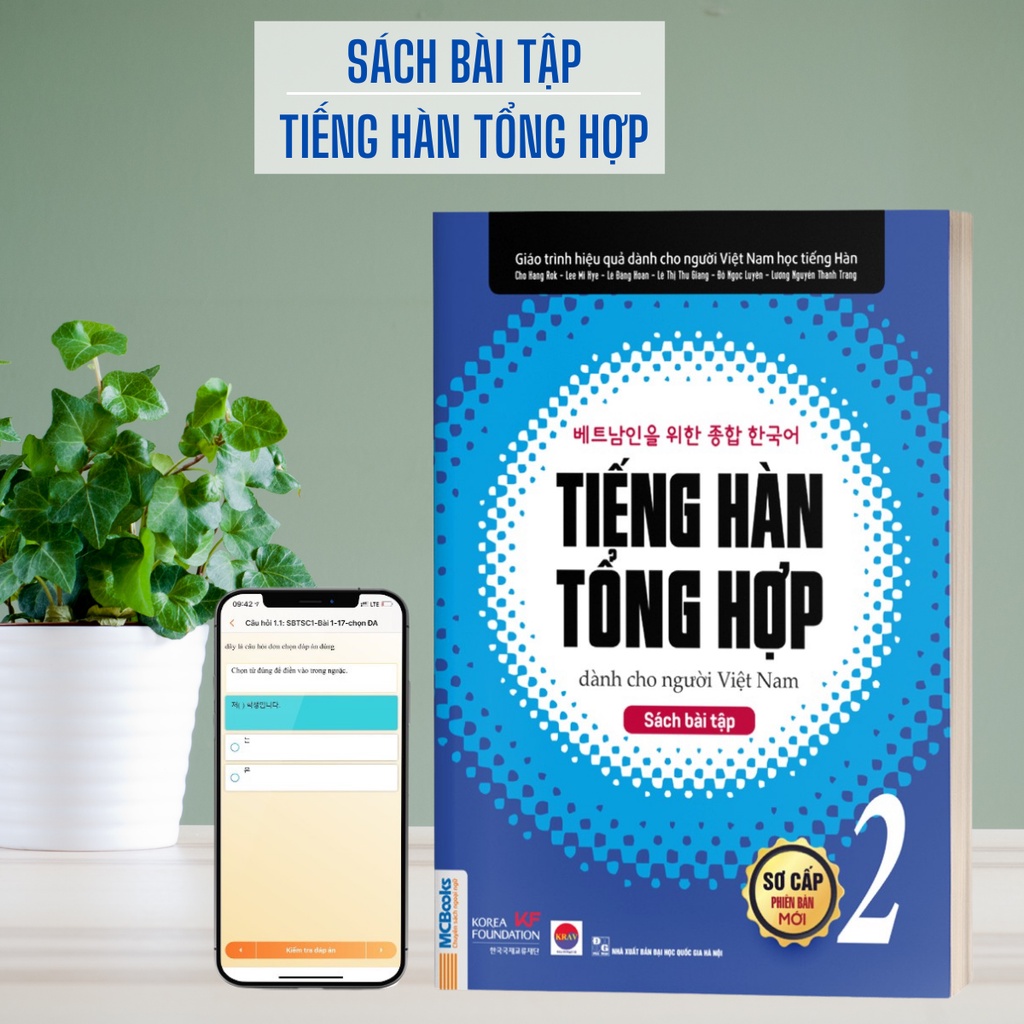 Sách - Combo Tiếng Hàn Tổng Hợp Dành Cho Người Việt Nam - Sơ Cấp 2 Bản Màu, Bản Đen Trắng, SBT