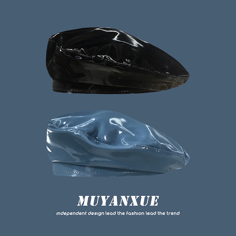 Mũ Nồi Da pu Màu Trắng Xanh Dương Thời Trang Xuân Hè Phong Cách Mới Dành Cho Bạn Nữ 2021