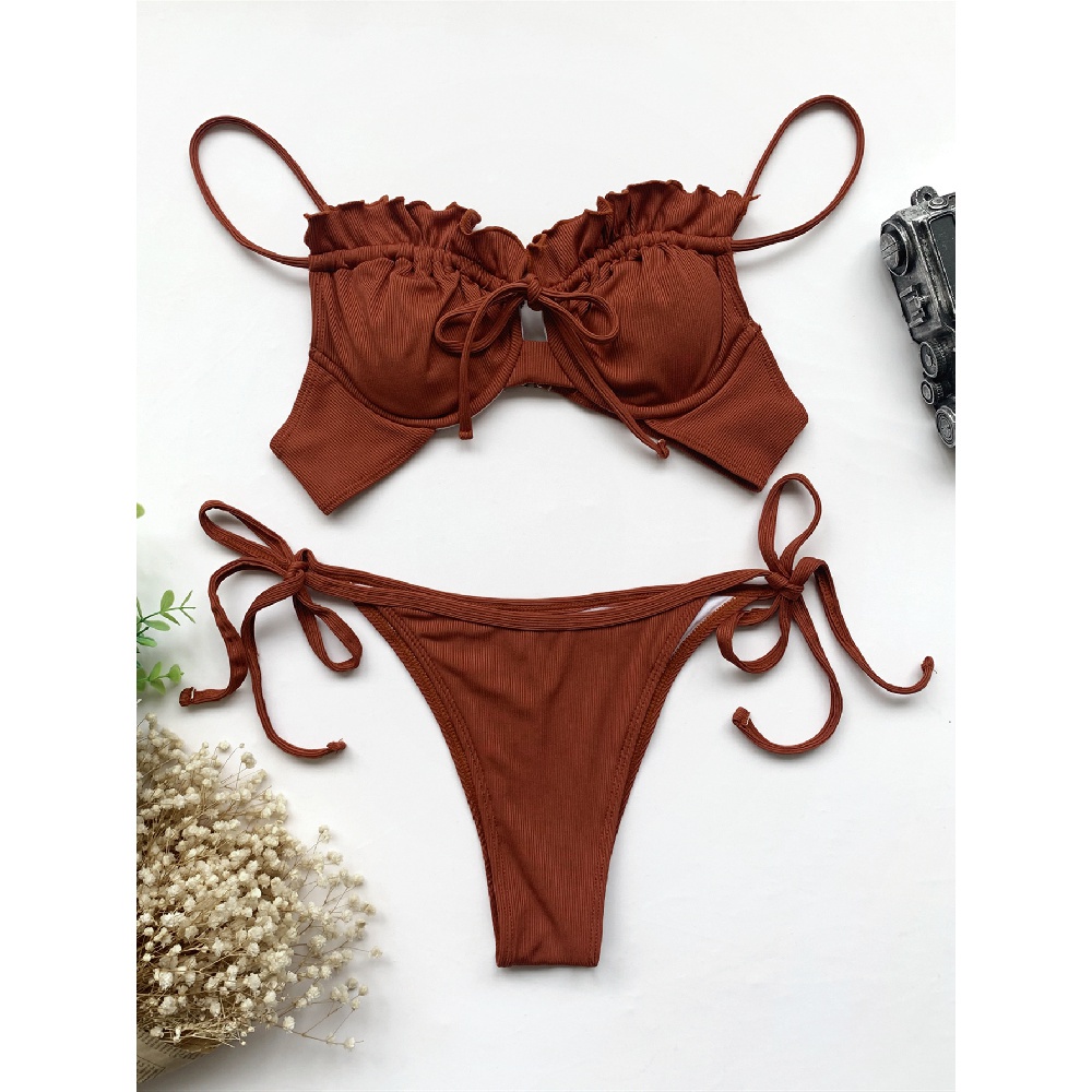 5 Colors Neon Orange Lace Bordered Women Bikini Sets Padded Summer Bandage Bikini ZJ07 | BigBuy360 - bigbuy360.vn