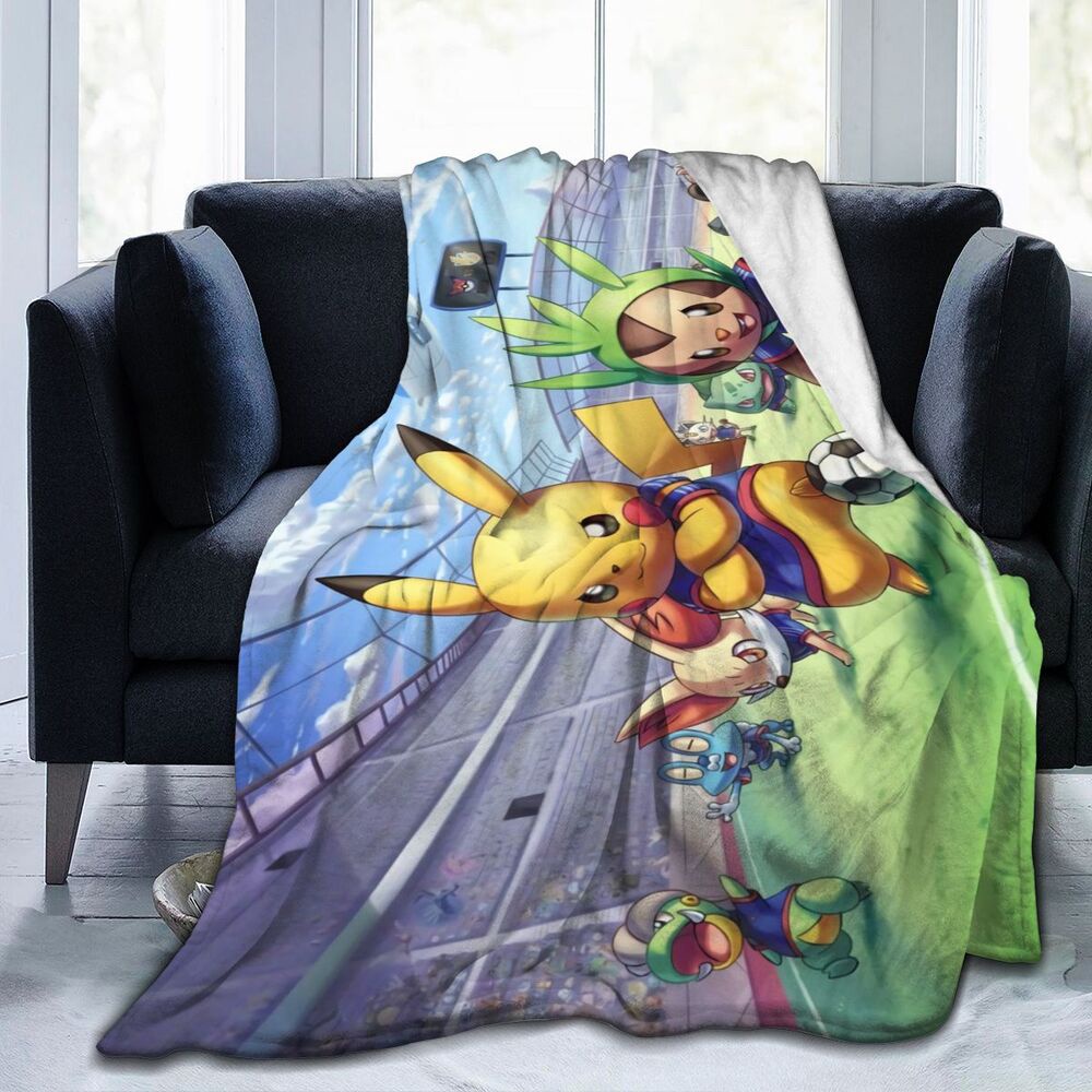 Chăn Bông Flannel Họa Tiết Hoạt Hình Pokemon Độc Đáo Thời Trang