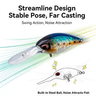 Kingdom Crankbait Jerkbait Mồi Câu Cá 43mm 6g 6.5g Nổi Minnow ABS Mồi Cứng Wobblers Tiếng Ồn Nhân Tạo 2 Loại Phụ Kiện Câu Cá Môi Giải Quyết Cho Bass Cá Rô Pike Cá Hồi