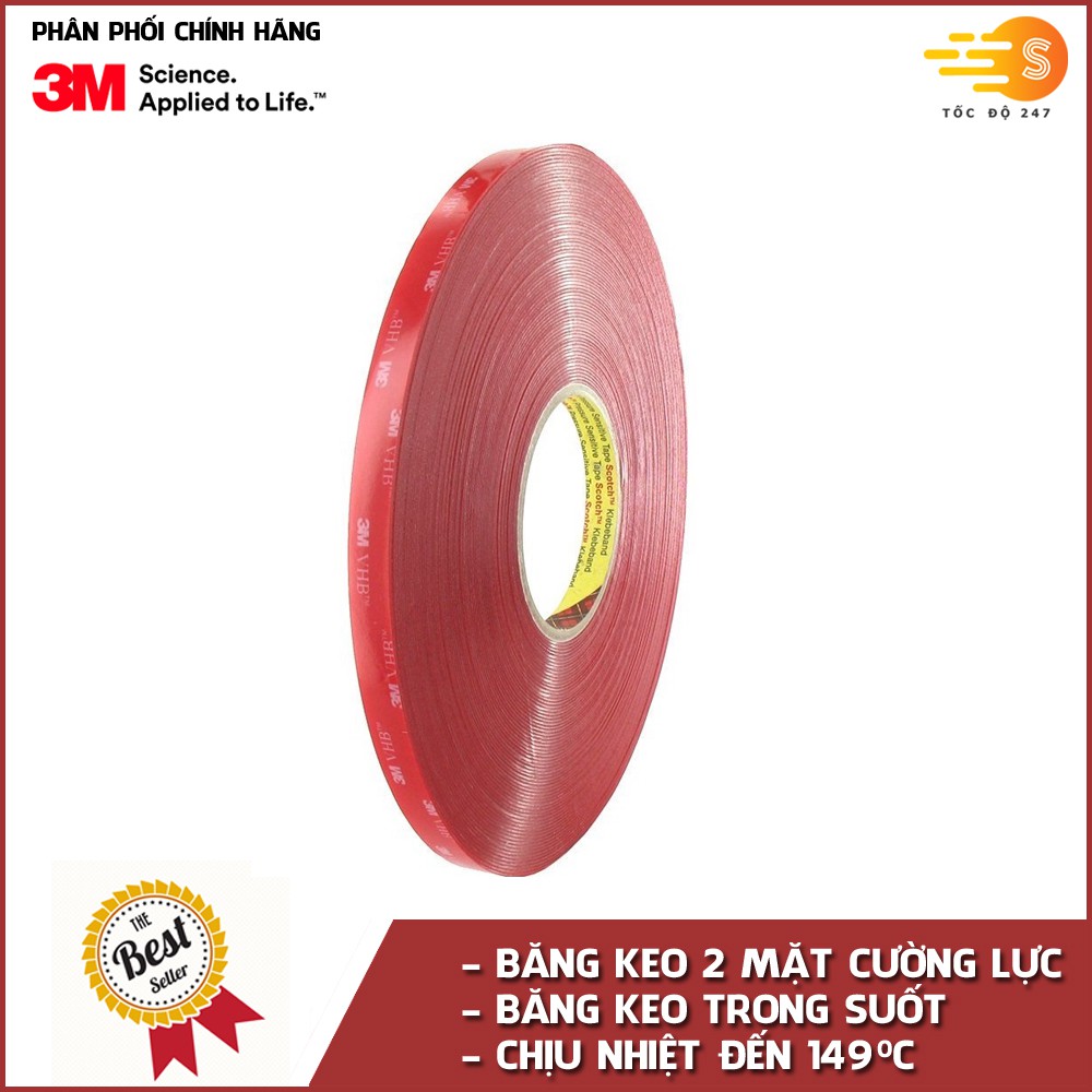 Băng keo cường lực 2 mặt trong suốt VHB 4910 nhiều size