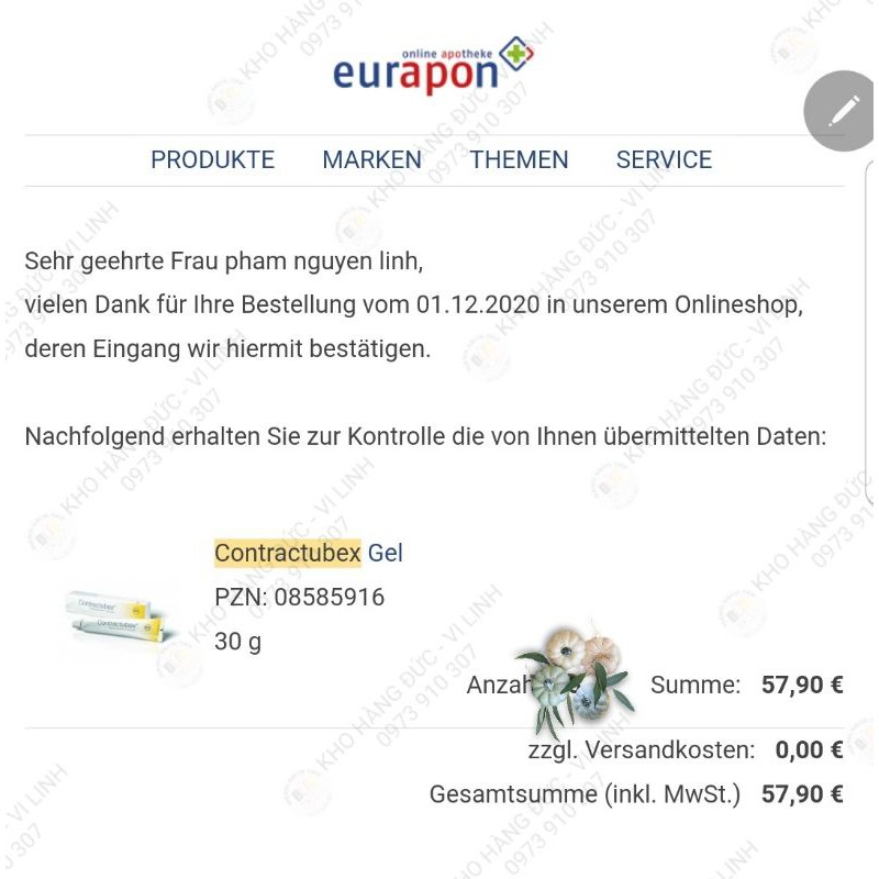 Bill Đức-Kem Sẹo Contractubex 30g hàng Đức