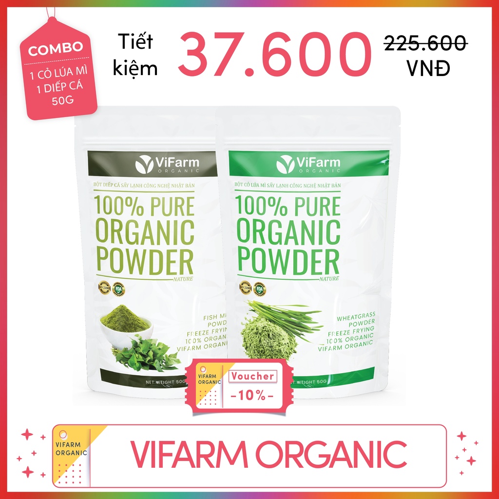 Bột Cỏ Lúa Mì Nguyên Chất 100% ViFarm 50Gram