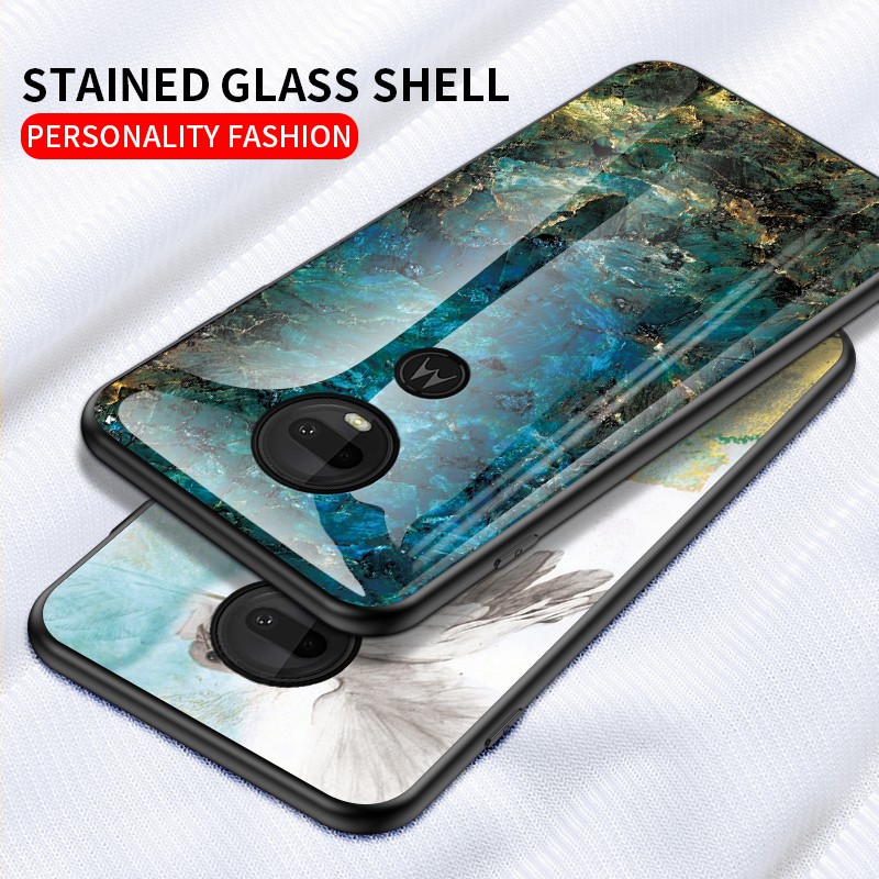 Motorola MOTO G5S G6 G7 G8 Plus Play Power Tempered Glass Phone Case Hard Cover