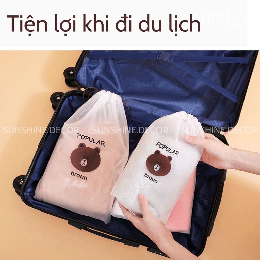 Túi dây rút gấu siêu dày đựng giày dép, đựng quần áo, đồ lót, mỹ phẩm chống nước tiện lợi