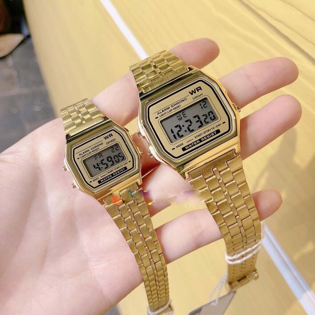 Đồng hồ Nam,Nữ đeo tay điện tử,đồng hồ đôi A159 unisex dây thép k gỉ mặt vuông,chống nước dành cho tuổi teen