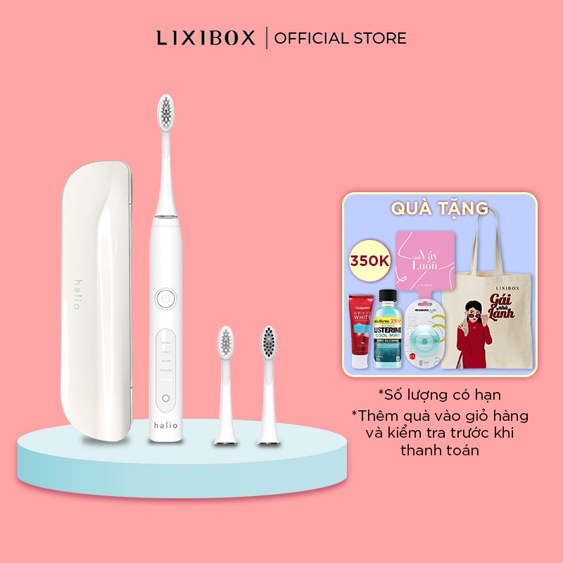 [Mã COSLXT5 giảm 10% đơn 600K] Combo Bàn chải điện Halio Sonic Whitening Toothbrush - White và 2 Đầu bàn chải thay thế