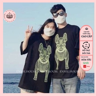 Áo Phông Nam Nữ In 3D Hình Con Chó Chất Liệu Cotton Nhiều Màu Ennie Có Ảnh Cận Chất CD065