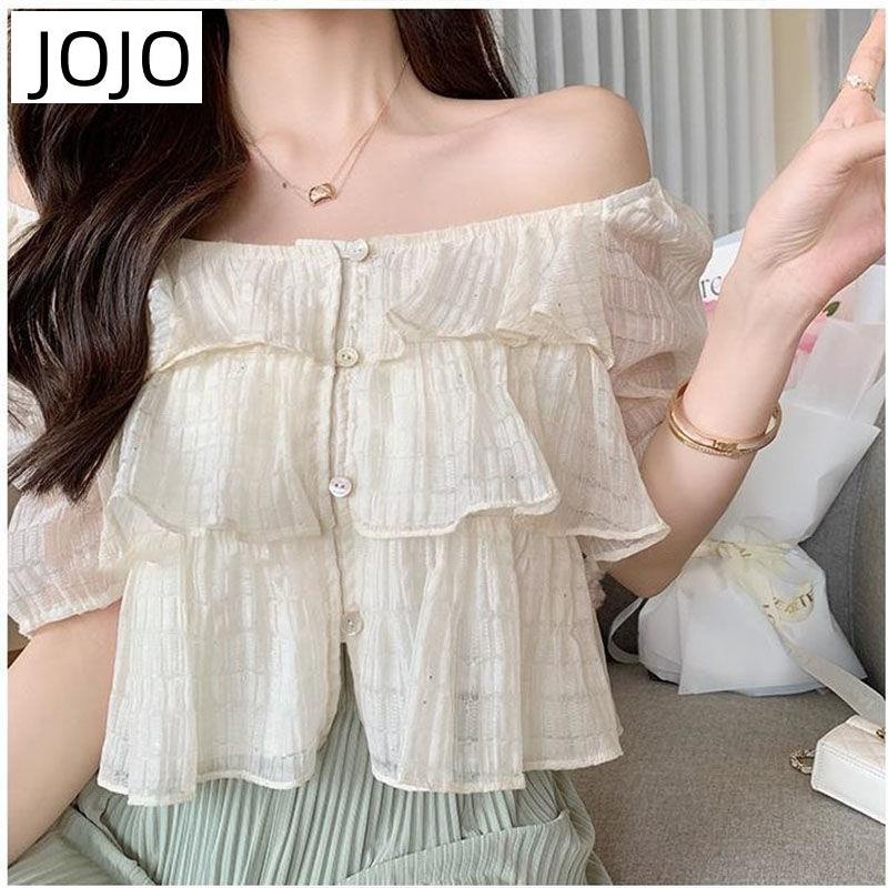 Áo Kiểu Tay Phồng Ngắn Cổ Vuông Nhiều Lớp Phong Cách Pháp Thời Trang Mùa Hè Cho Nữ