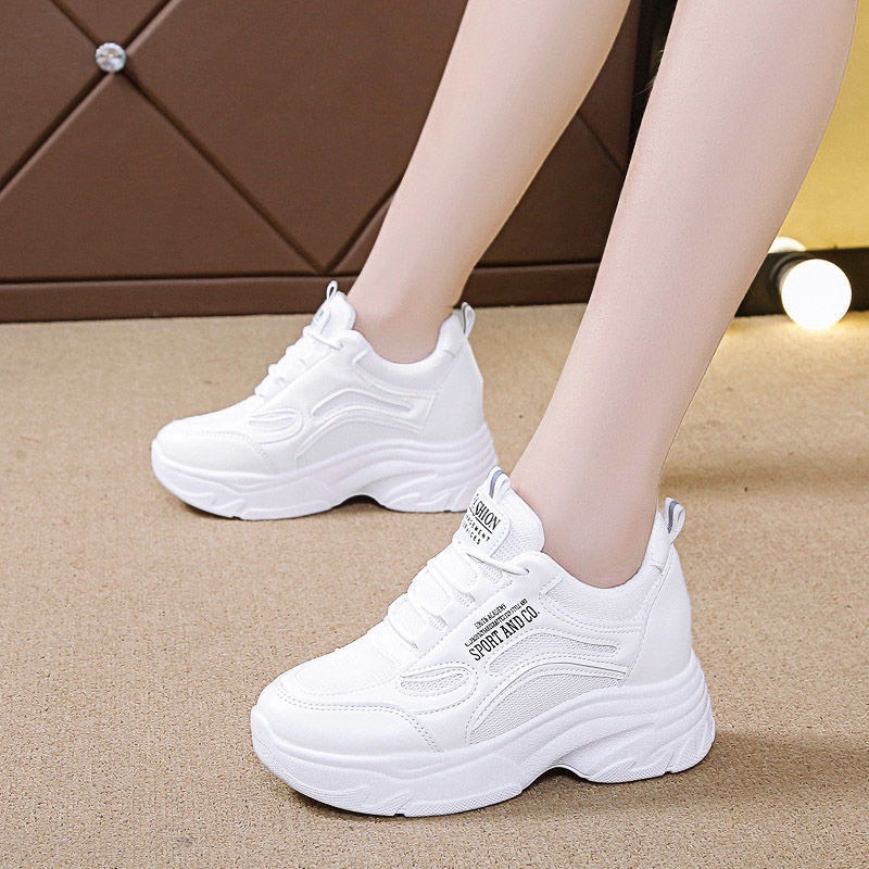 giày thể thao nữ màu trắng độn đế 7cm (N15)