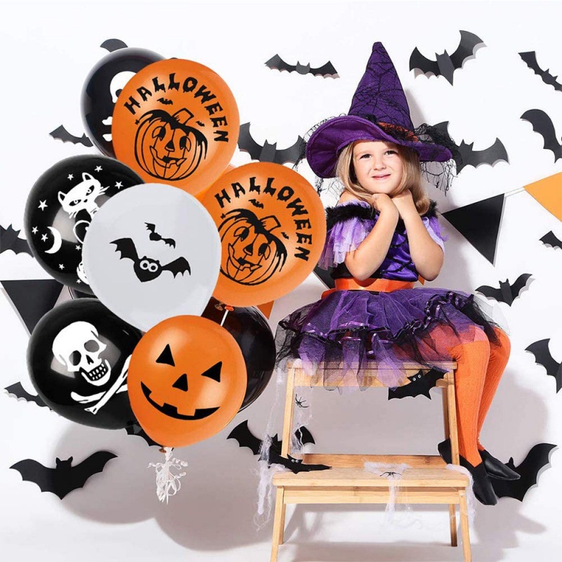 10 Bóng bay latex chủ đề Halloween hình bí ngô bóng ma