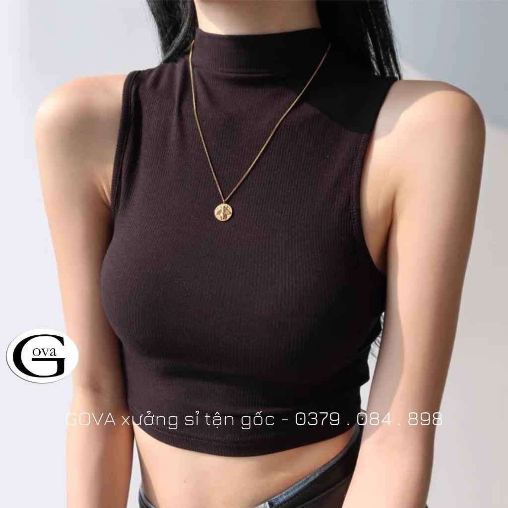 Áo Ba Lỗ Cổ Lọ, Áo Croptop 3 Lỗ Cổ Cao Không Tay Siêu Xinh Cho Nữ DB65