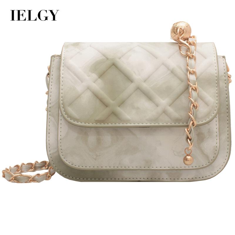 Túi đeo vai IELGY hình vuông cỡ nhỏ phối dây xích thời trang cho nữ