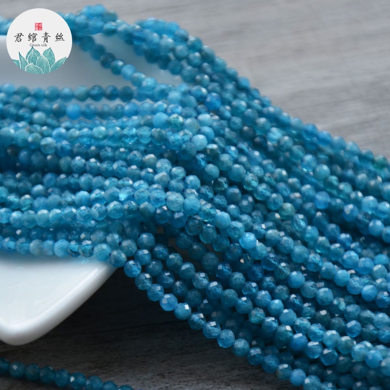 Chuỗi Hạt Đá Phosphorus Màu Xanh Dương Tự Nhiên Không Tối Ưu 3MM Bingyingge