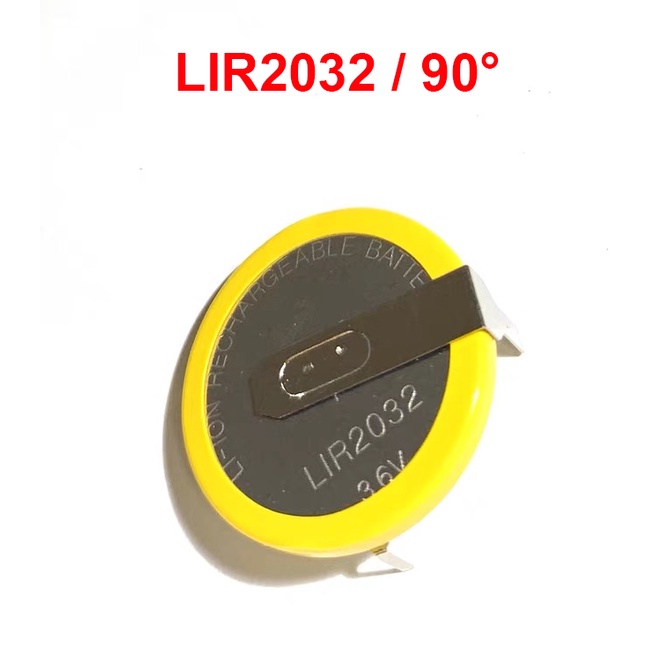 Pin nuôi nguồn LIR2032 3.6V chân hàn 90 độ