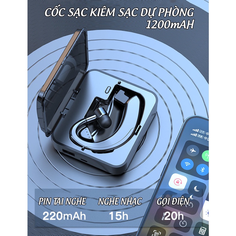 Tai Nghe Bluetooth Amoi Y10 Pin trâu trên 20 giờ; Cốc Sạc Kiêm Sạc Dự Phòng 1200mAh; Hỗ trợ nghe nhạc, gọi thoại