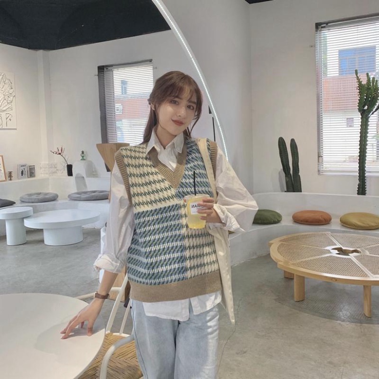 Gile Len Nữ GUMAX Ullzang, Áo Gile Len Cổ Chữ V Hàng Quảng Châu Thời Trang Cao Cấp | BigBuy360 - bigbuy360.vn