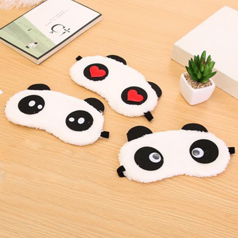 Miếng Bịt Mắt Ngủ Bằng Vải Nhung Lông Thiết Kế Hình Gấu Trúc Dễ Thương