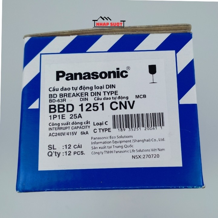 Aptomat át cài đơn Panasonic MCB tép 16A 20A 25A 32A 40A 50A 63A