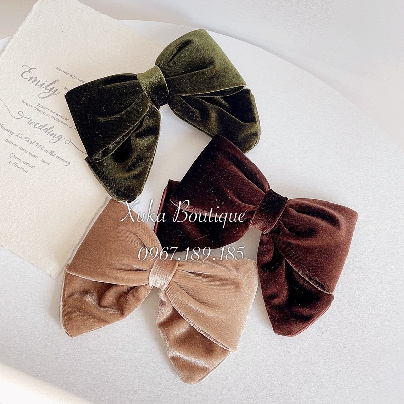 Kẹp Tóc Nơ Nhung Mẹ Con, Băng Đô Cài Tóc Cao Cấp Gắn Nơ Nhung, Kẹp Tóc Phái Nữ [ẢNH THẬT]