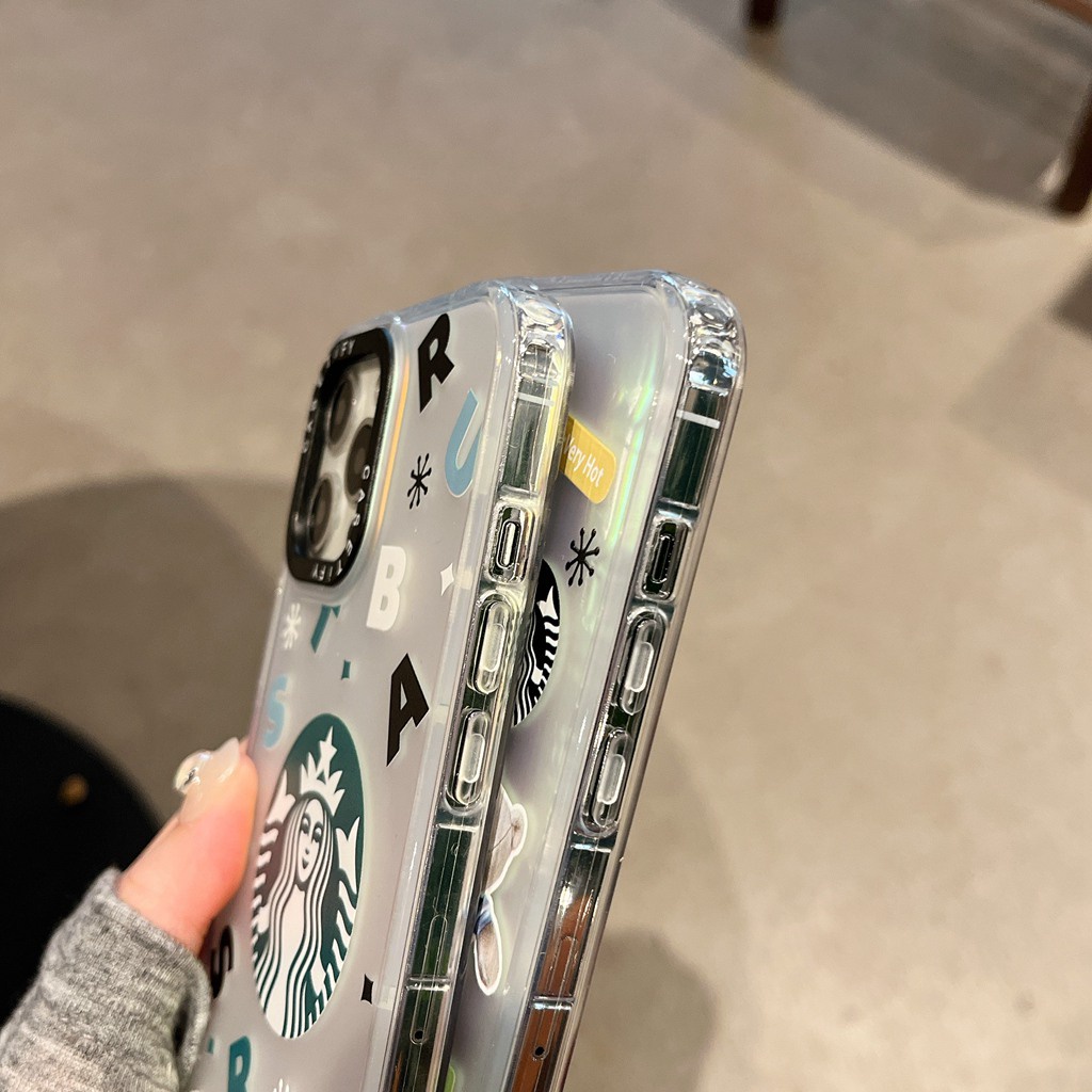 Ốp Điện Thoại TPU Màu Laser Họa Tiết Starbucks Độc Đáo Chống Trầy / Rơi / Bụi Bẩn Cho IPhone 11 13 14 Pro Max XR X / XS XSMAX