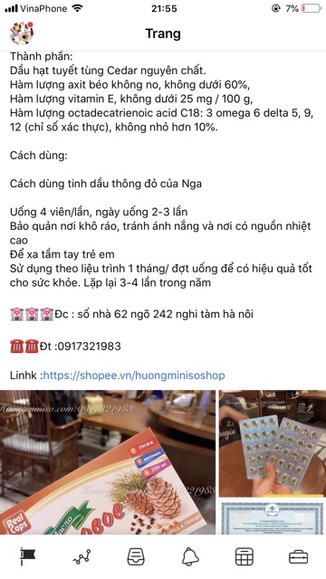 Hộp giấy Đựng Viên tinh dầu thông Nga