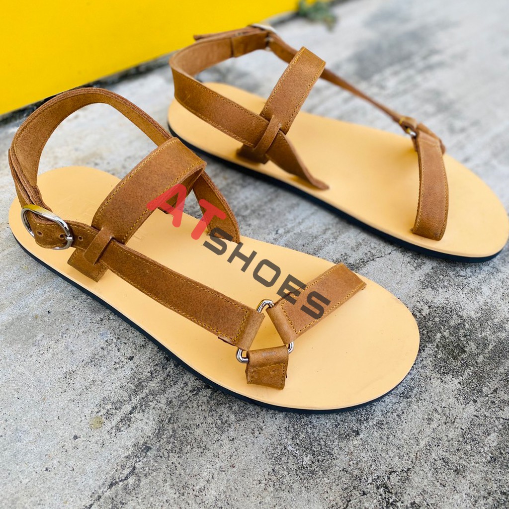 Dép Da Cao CấpDA BÒ THẬTDép Sandal Hàng Thiết Kế Trẻ Trung Đế Caosu Chống Nước Atshoes XDxn301