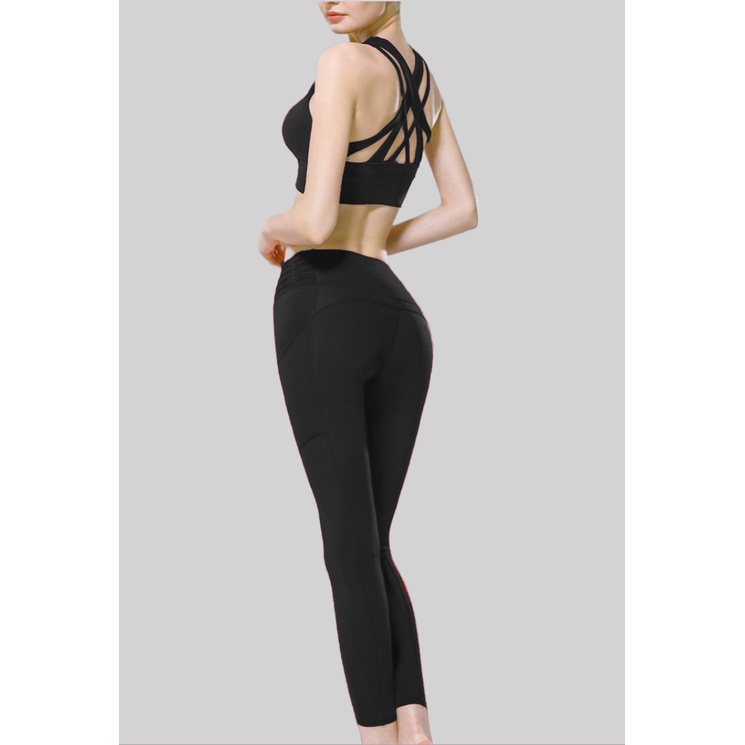 Đồ Tập Gym Yoga Nữ Bộ Quần Dài Áo Bra Đan Dây Kèm Mút Cao Cấp Bin Sport BD001