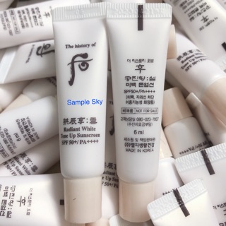 Kem chống nắng dưỡng trắng,nâng tone da Whoo Radiant White Tone Up Sunscreen SPF50+/ PA++++