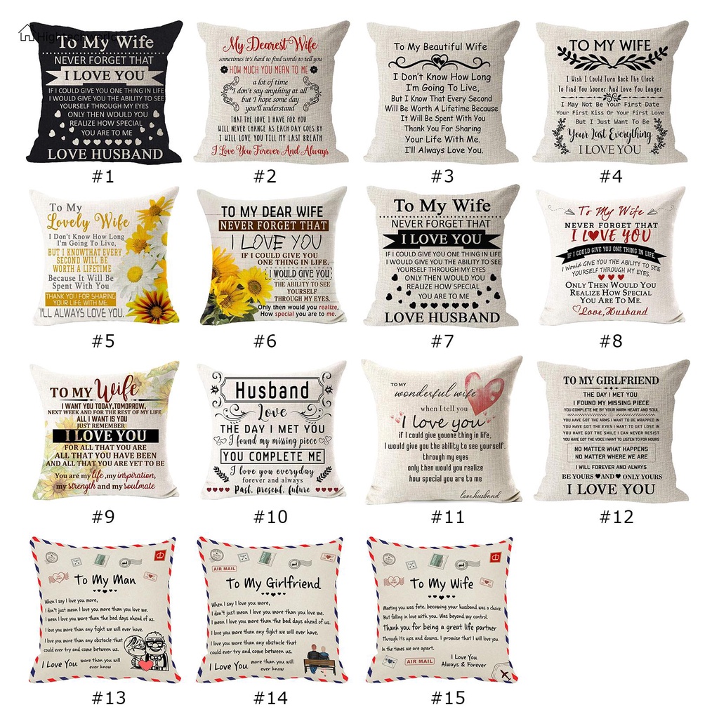 Hightechworld Valentines Pillow Cases 18x18 inch, Cotton Linen Letters Cushion Covers