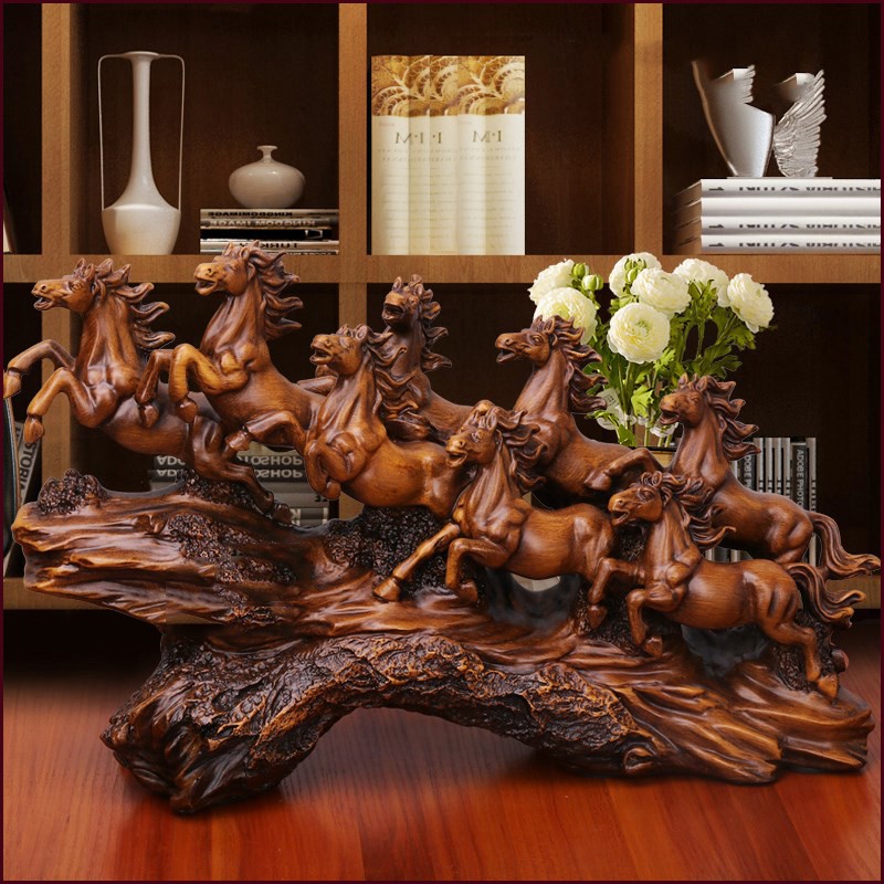 Tượng bát mã truy phong bột đá đúc sơn phủ gỗ T06 | BigBuy360 - bigbuy360.vn