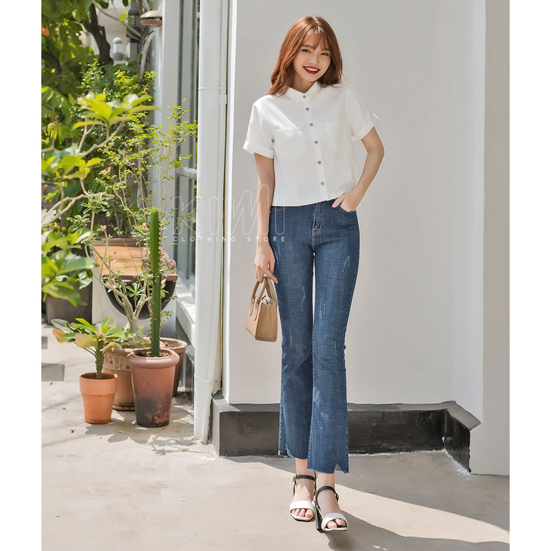 Áo Sơmi Croptop 2 Túi - AS20014
