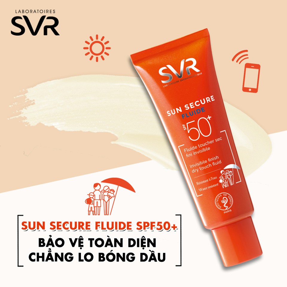 Kem chống nắng SVR Sun Secure Fluide SPF50+ 50ml, Kem Chống Nắng Trong Suốt Không Gây Nhờn Da - Thi Vũ