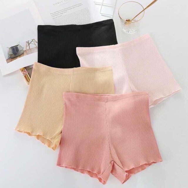 Quần đùi cotton mặc váy gân tăm tre