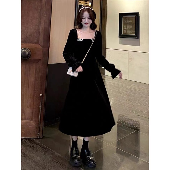 Đầm PERTY thời trang Hàn Quốc kiểu retro đơn giản quyến rũ