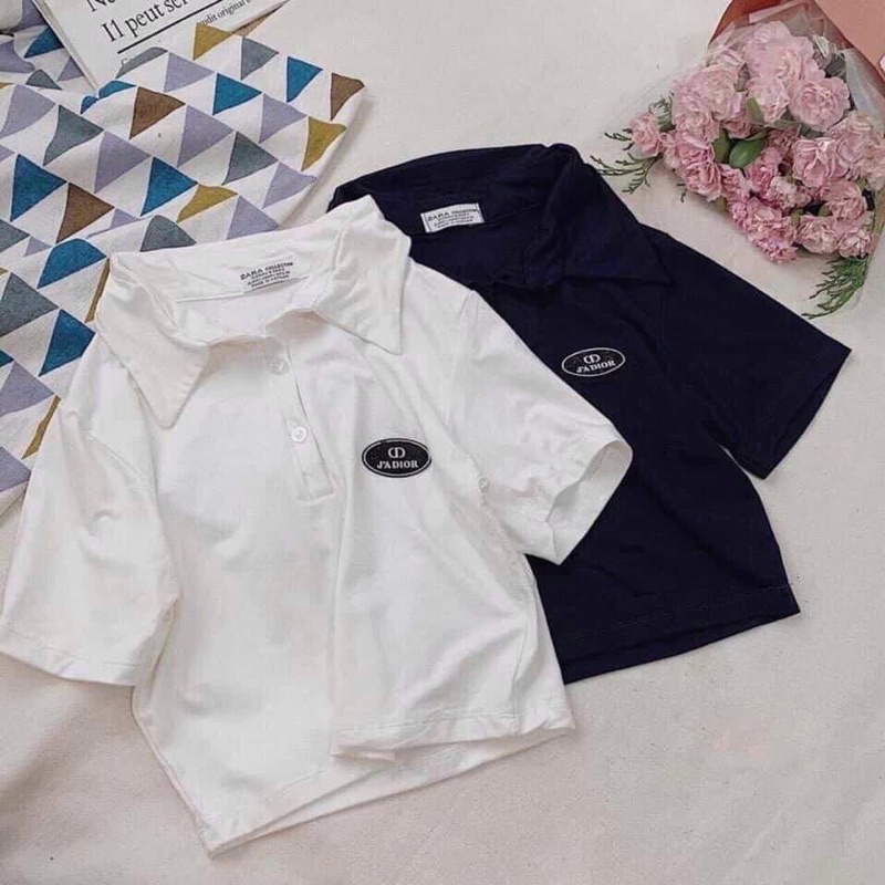 Áo Croptop Cổ Trụ POLO Tay Ngắn Dáng Ôm Nhẹ Ulzzang, Áo Thun Croptop Có Cổ (4 Màu) Lan..shop
