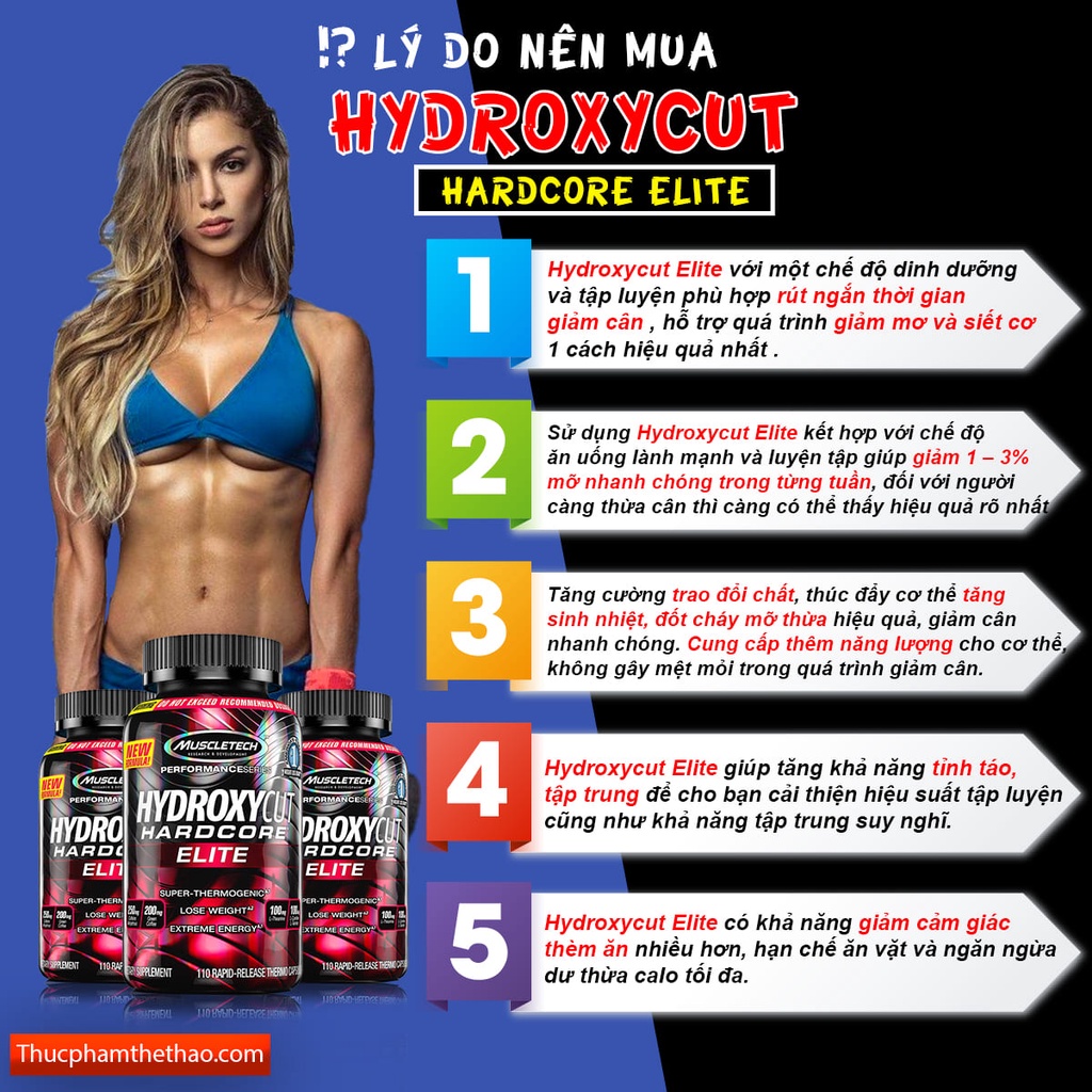 VIÊN ĐỐT MỠ GIẢM CÂN HYDROXYCUT HARDCORE ELITE 100 VIÊN - 120 VIÊN- CHÍNH HÃNG MUSCLETECH - ĐẦY ĐỦ TEM NHÃN