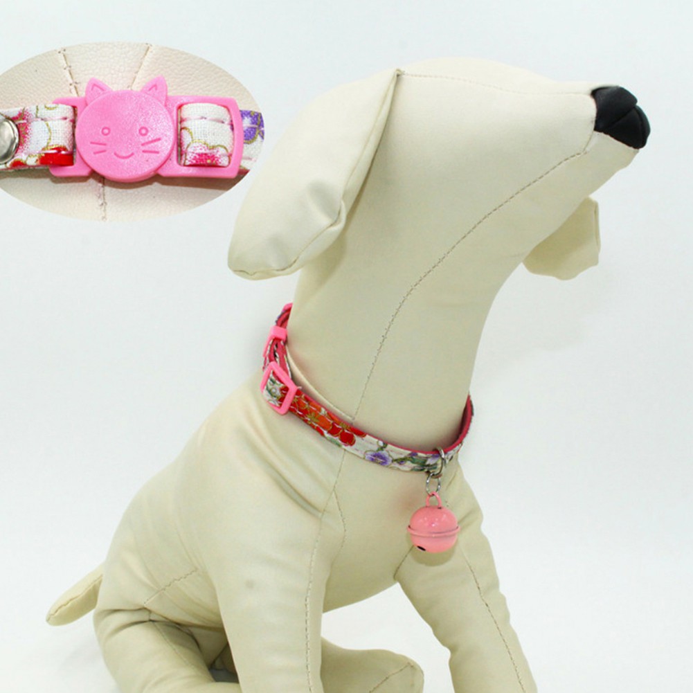 Vòng cổ gắn chuông có khóa an toàn in hoa cho mèo