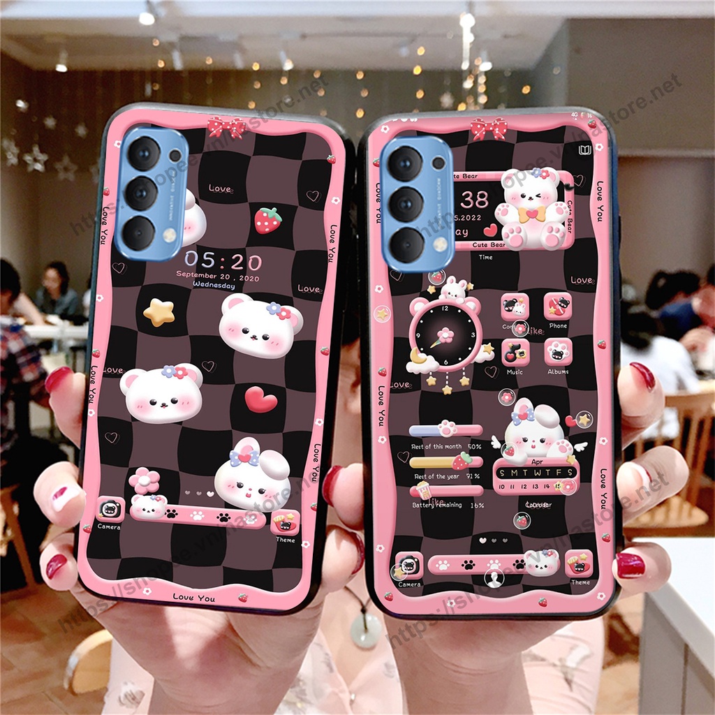 Ốp lưng Oppo Reno4 / Reno4 Pro / Reno 4 gấu, đồng hồ dễ thương cute giá rẻ