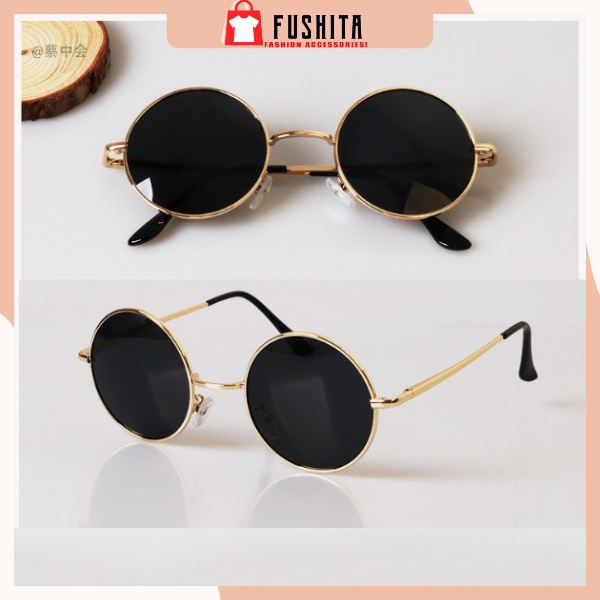 Mắt kính thời trang thầy bói dáng tròn gọng kim loại cực ngầu