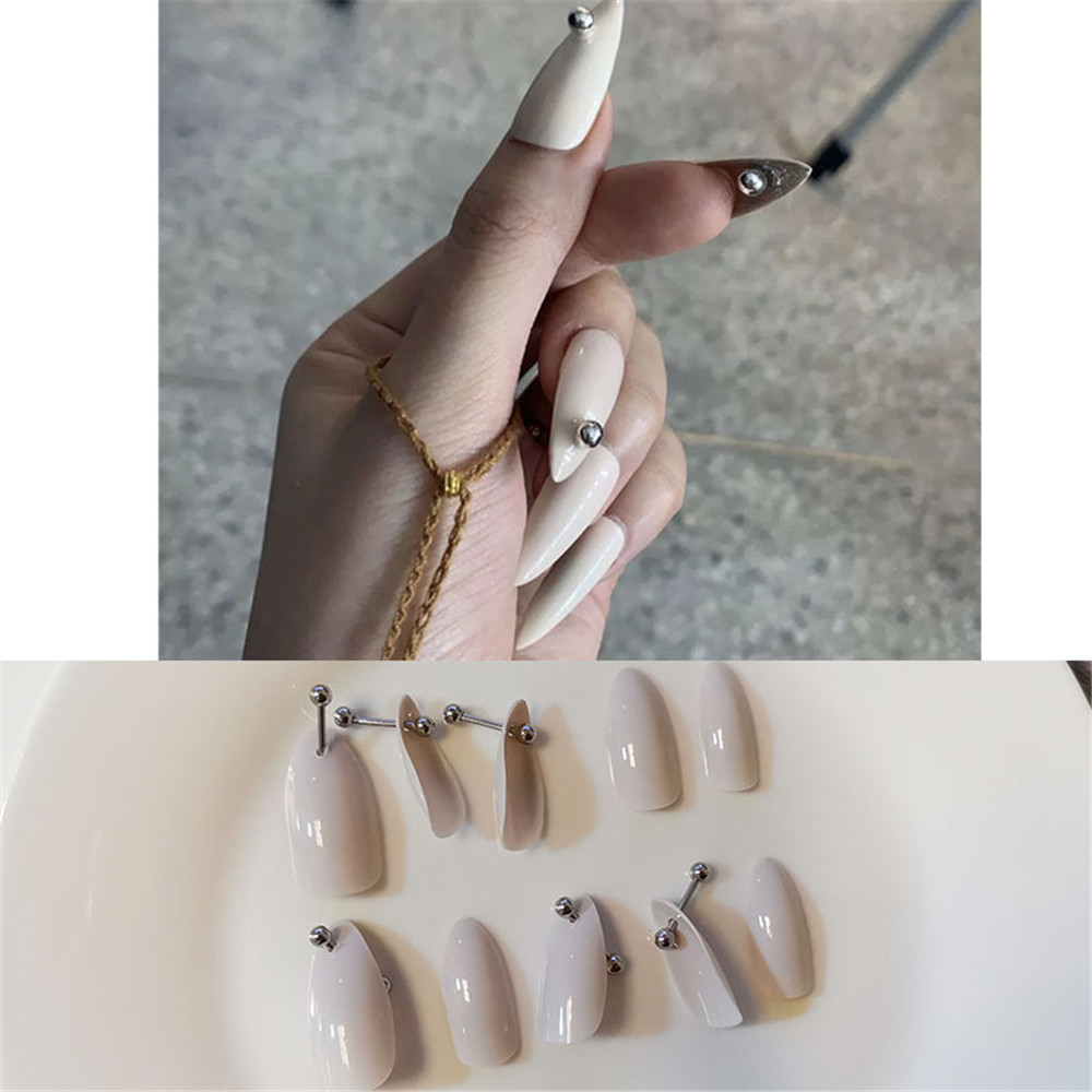 Set 24 Móng Tay Giả Chống Nước Kèm Keo Dán Phong Cách Thanh Lịch
