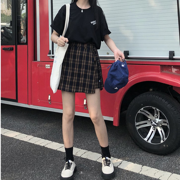 Chân Váy Sọc Ca Rô Lưng Cao Thời Trang Hàn Quốc Cá Tính | BigBuy360 - bigbuy360.vn