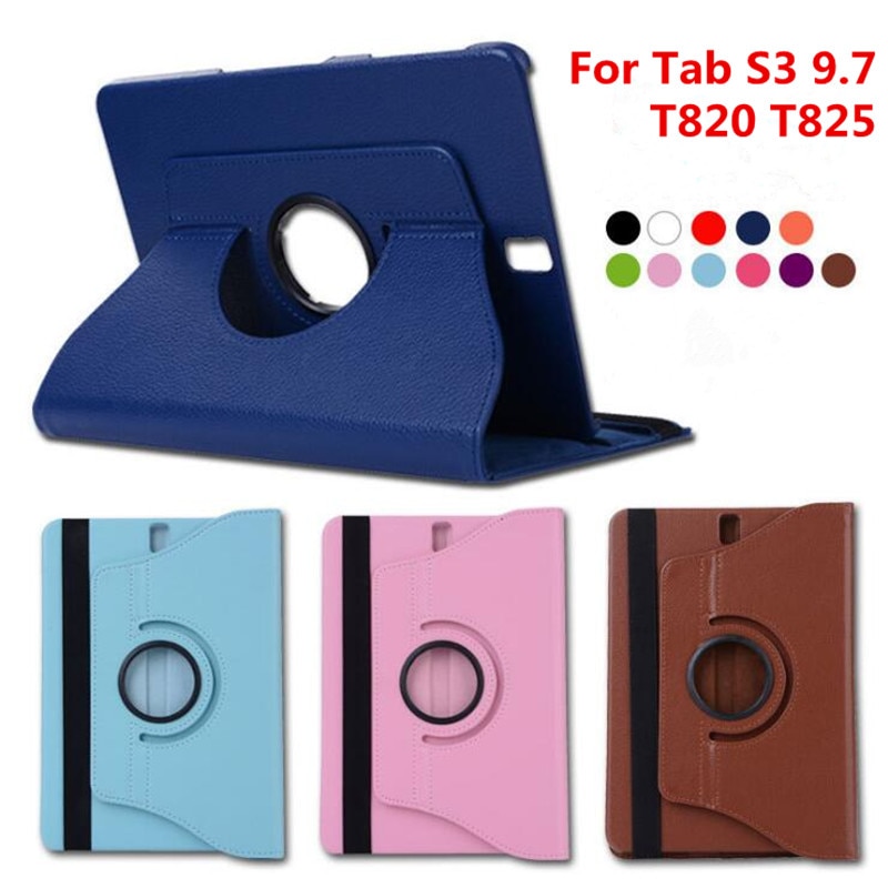 case For Samsung Galaxy Tab S3 9.7 T820 T825 T829 SM-T820 SM-T825 Tablet Case 360 Rotating Fold Stand Bracket Flip Leather Cover